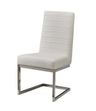 Set of 2 Carlisle Dining Chairs Dining Chair Steel Frame White PU Fabric Channel Stitching Modern Contemporary  