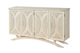 Four Door Media Credenza Credenza Painted Finish Cord Management Mirrored Accents Two Adjustable Shelves Adjustable Levelers 