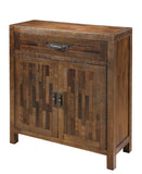 One Drawer Two Door Cabinet Cabinet Reclaimed Wood Style Textured Rustic Brown Finish 2 Doors Linear Metal Pulls 1 Interior Adjustable Shelf 