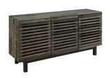 Heartland Three Door Media Credenza Media Credenza Reclaimed Pine Wood & Birch Veneers Upgraded European Hinges Three Adjustable Shelves Cord Management Adjustable Levelers Coordinating Pieces Available