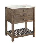 One Drawer Single Vanity Sink Vanity Sink Fir Wood & Birch Veneers Cultured Marble Top Undermounted Basins Extended Drawer Glides 8” Faucet Spread (Faucet Not Included) Adjustable Levelers