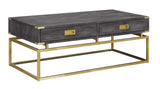 Beacon Hill Two Drawer Cocktail Table Cocktail Table Pine Veneers Stainless Steel Base & Accents Extended Drawer Glides Finished On All Sides Adjustable Levelers Coordinating Pieces Available