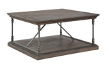 Corbin Square Cocktail Table Cocktail Table Pine Veneers Crown Molded Top Cascading Base Metal Casters Adjustable Levelers Coordinating Pieces Available