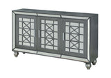 Three Door Credenza Credenza Mirrored Picture Frame Front Beaded Detailing Upgraded European Hinges Three Adjustable Shelves Adjustable Levelers 