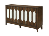 Four Door Media Credenza Media Credenza Ash Veneers Mirrored Door Fronts Two Fixed Shelves Cord Management Adjustable Levelers 
