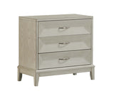 Three Drawer Chest Chest Ash Veneers Sleek Metal Hardware Extended Drawer Glides Tapered Feet Adjustable Levelers 