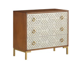 Three Drawer Chest Chest Painted Finish Iron Base Raised Diamond Pattern Extended Drawer Glides Adjustable Levelers 