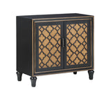 Two Door Cabinet Cabinet Two Tone Finish Quatrefoil Fretwork Hidden Interior Drawer One Adjustable Shelf Adjustable Levelers 