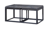Aspen Court Nesting Cocktail Table Cocktail Table Acacia & Iron Iron Base Straight Lines Three Piece Set Adjustable Levelers Coordinating Pieces Available