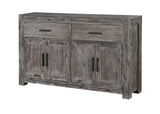 Farmington Two Door Two Drawer Credenza Credenza Acacia & Acacia Veneers Two Removable Shelves Extended Drawer Glides Adjustable Levelers Coordinating Pieces Available 