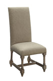 Set of 2 Dining Chairs Dining Chair Solid Birch Frame Natural Beige Fabric High Back H Cross Stretcher Nail Head Trim Detailing 