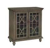 Two Door Cabinet Cabinet Hand Painted Textured Finish 2 Glass Paneled Doors Chippendale Fretwork 1 Interior Shelves 