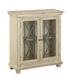 Two Door Cabinet Cabinet Hand Painted 2 Glass Paneled Doors Metal Geometric Fretwork 1 Interior Shelf Block Feet 
