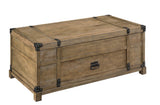 Carmel Lift Top Cocktail Table Cocktail Table Pine  Pine Veneer  and MDF Natural Brown Finish Black Metal Accents 1 Lower Drawer with Extended Drawer Glides Lift Top for Storage Interior Compartments