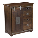 Four Drawer One Door Cabinet Cabinet Mango & Iron Sliding Door Dark Walnut Finish Decorative Iron Harware 4 Drawers 2 Interior Shelves
