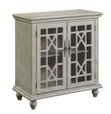 Two Door Cabinet Cabinet Hand Painted Textured Finish Glass Door Panels Chippendale Fretwork 1 Interior Shelves  
