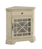 One Drawer One Door Corner Cabinet Cabinet Hand Painted Textured Finish 1 Clear Glass Paneled Door Decorative Fretwork 1 Interior Shelf  