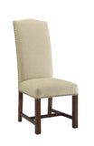 Set of 2 Woodbridge Dining Chairs Dining Chair Birch Wood Frame Woven Natural Fabric Nail Head Detailing Distressed Finish H Cross Stretcher 