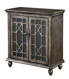 Two Door Cabinet Cabinet Hand Painted Textured Finish 2 Glass Paneled Doors Chippendale Fretwork 1 Fixed Shelf Turned Legs 