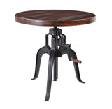Liverpool Adjustable Bistro/Pub Table Tables Industrial Casual Solid Sheesham Wood Top Iron Tri-Pod Leg Adjustable Crank Bistro  Pub  or Accent Table 